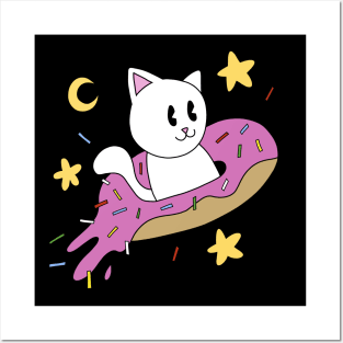 Cat Donut Spaceship Posters and Art